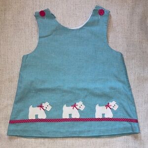 Blue Gingham Kids 2pc with White Scottie Appliqué